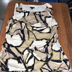 Ann Taylor Abstract Sleeveless Blouse - Black, Cream, Tan